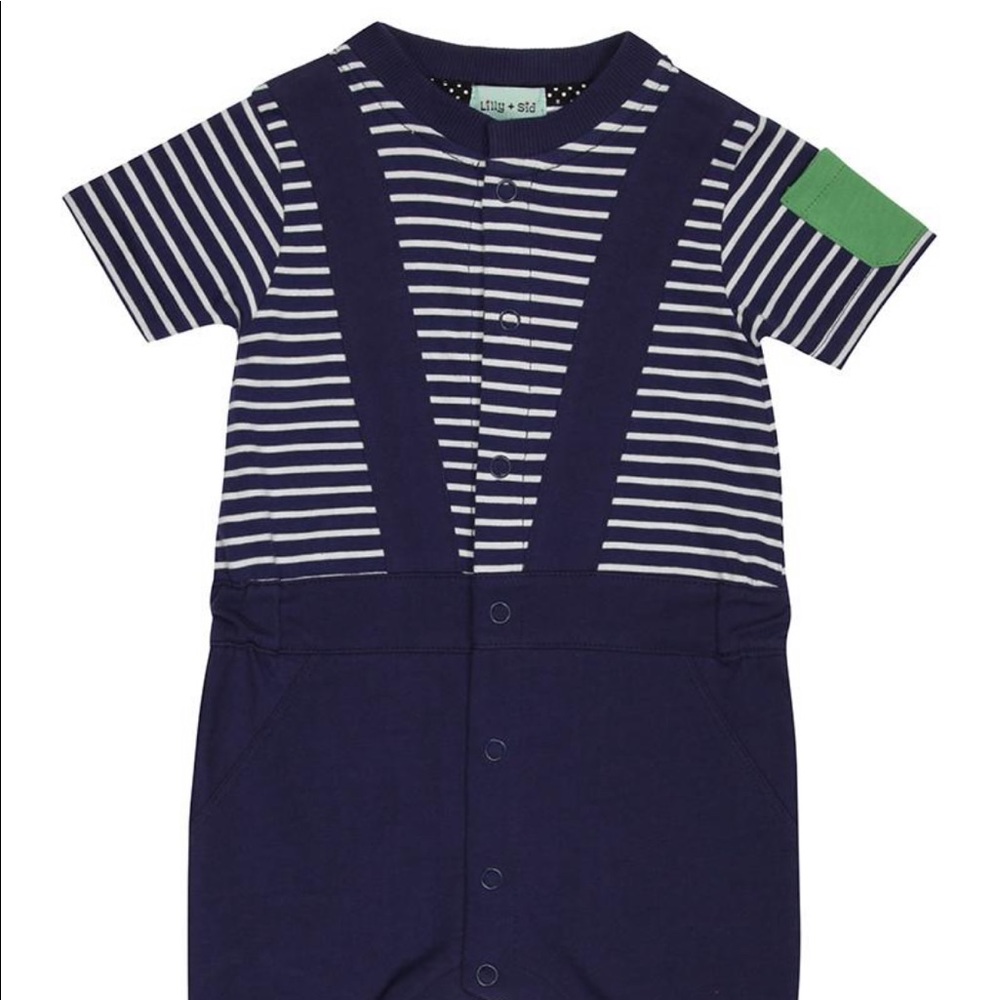 Lily & Sid blue striped playsuit